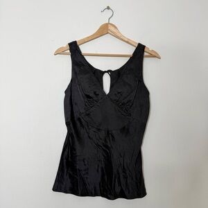 Vintage i’vory 100% silk v-neck reformation style tank blouse in black small